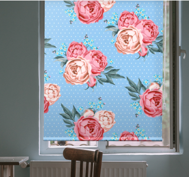 Rollo Fenster Blumen blau blühende rosa rosen - TenStickers