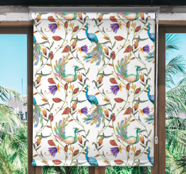Rollo Fenster Blumen elegante pfauenblumen - TenStickers