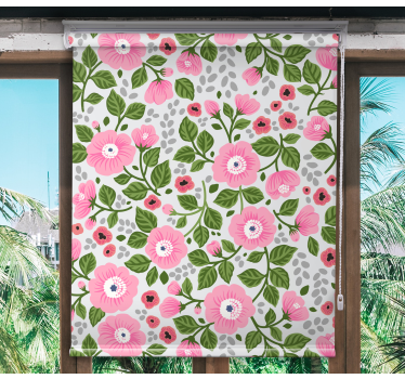 Rollo Fenster Blumen rosa blüten garten - TenStickers