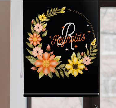 Rollo Fenster Blumen eleganter anfangsbuchstabe und name - TenStickers