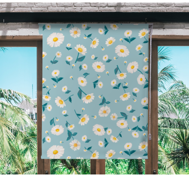 Rollo Fenster Blumen gänseblümchen blaues muster - TenStickers