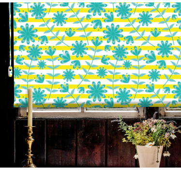 Rollo Fenster Blumen helles streifenmuster - TenStickers