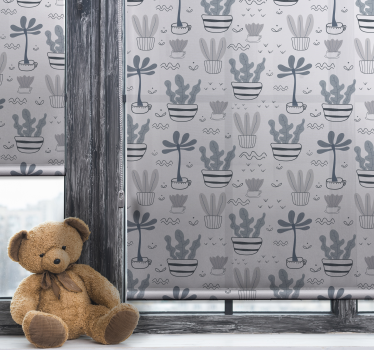 Rollo Fenster Kaktus grautöne - TenStickers