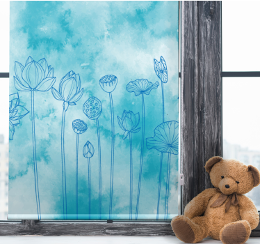 Rollo Fenster Blumen lotusblaues muster - TenStickers