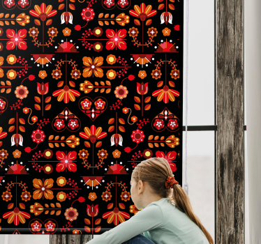 Rollo Fenster Blumen orange volkskunst - TenStickers