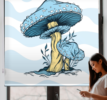Rollo Fenster Blumen blaue pilze - TenStickers