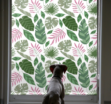 Rollo Fenster Wohnzimmer tropisches grünthema - TenStickers