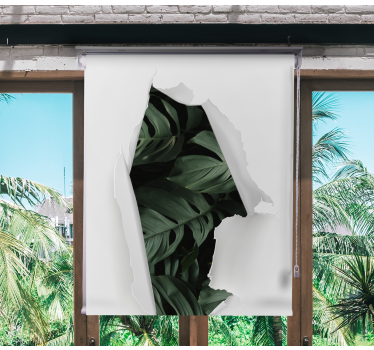 Rollo Fenster Blumen und Pflanzen zerrissene grünansicht - TenStickers