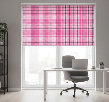 Rollo fenster büro in pink-schwarzem karomuster - TenStickers