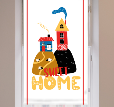 Rollo Fenster Spruch charmante hausillustration - TenStickers