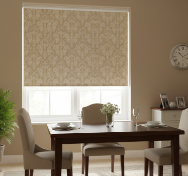Rollo fenster esszimmer beige damast stil - TenStickers