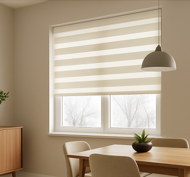 Rollo Fenster Esszimmer cremefarbener streifen - TenStickers