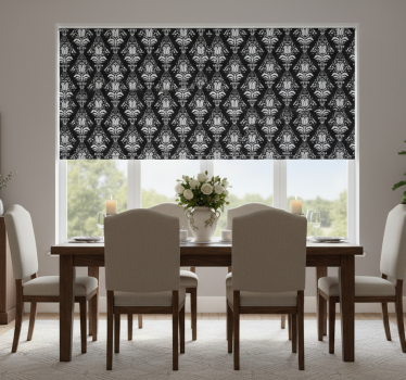 Rollo fenster esszimmer französisches muster schwarz weiß - TenStickers