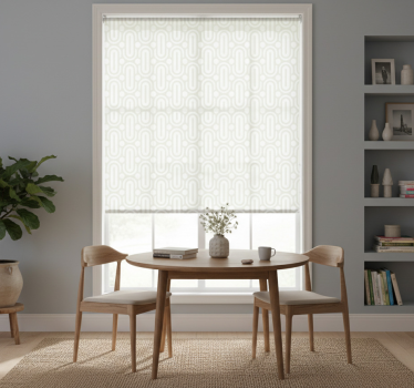 Rollo fenster esszimmer graue geometrische linien - TenStickers