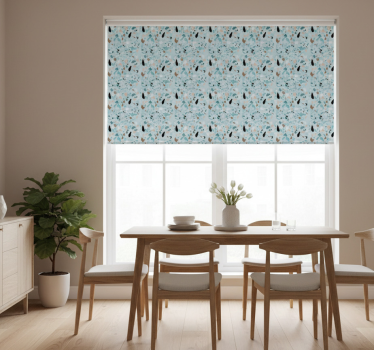 Rollo fenster esszimmer im hellblauen terrazzo-effekt - TenStickers