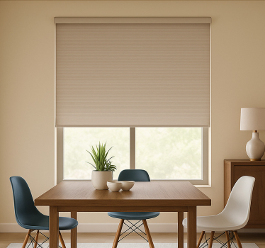 Rollo fenster esszimmer in coolem beige einfarbig - TenStickers