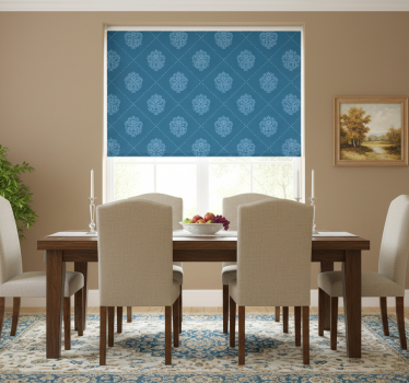 Rollo fenster esszimmer mit floralem rautenmuster - TenStickers