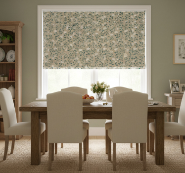 Rollo fenster esszimmer mit weißem vintage-rosenmuster - TenStickers
