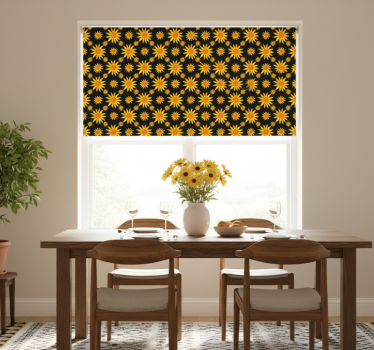 Rollo fenster esszimmer sonnenblume schwarzer hintergrund - TenStickers
