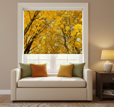 Rollo fenster gelb mit gelben herbstblättern - TenStickers