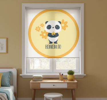 Rollo fenster gelb panda willkommen in meinem zimmer - TenStickers