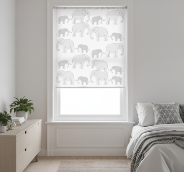 Rollo fenster grau minimalistische elefanten - TenStickers