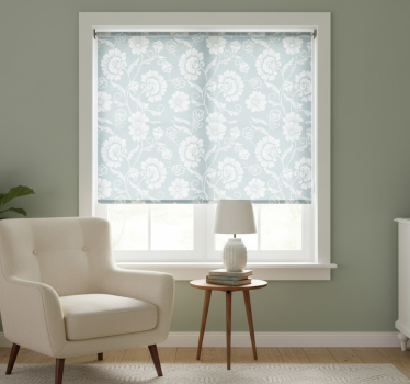 Rollo fenster grau mit elegantem blumenmuster - TenStickers