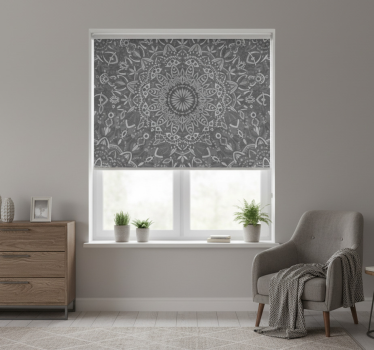 Rollo fenster grau mit filigranem mandala-muster - TenStickers