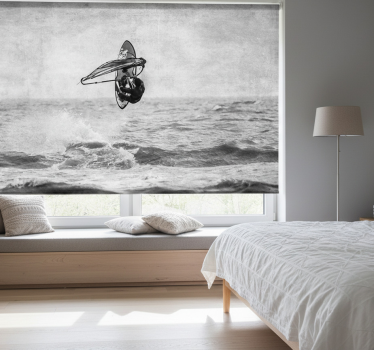 Rollo fenster grau windsurf schwarz und weiß - TenStickers