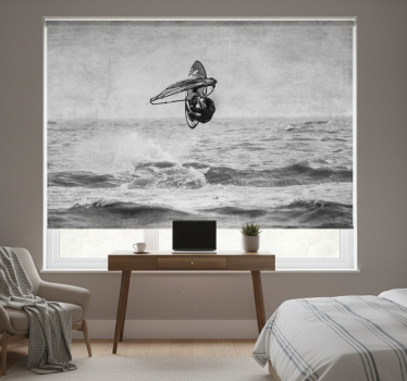Rollo fenster grau windsurf schwarz weiß - TenStickers