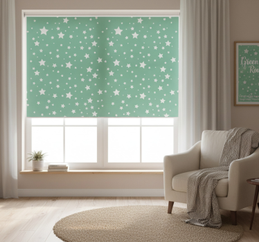 Rollo fenster grün mit grünen sternen rund - TenStickers