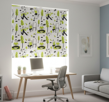 Rollo fenster home office gesunde lebensstil doodle set - TenStickers