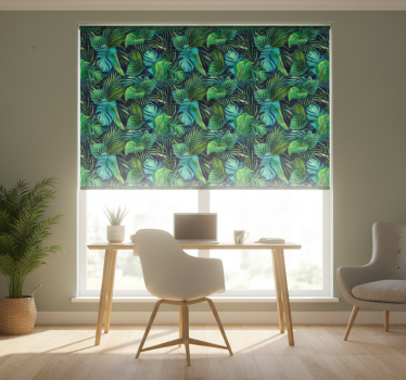Rollo fenster home office mit realistischem blattmuster - TenStickers