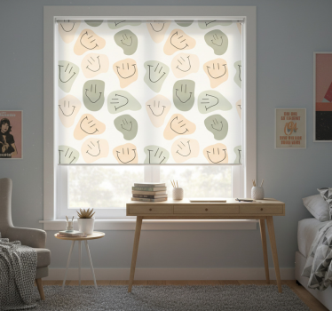 Rollo fenster jugendzimmer mit neutralen smiley-gesichtern - TenStickers