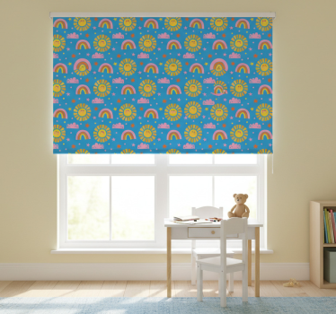 Rollo fenster kinderzimmer blaue regenbögen - TenStickers