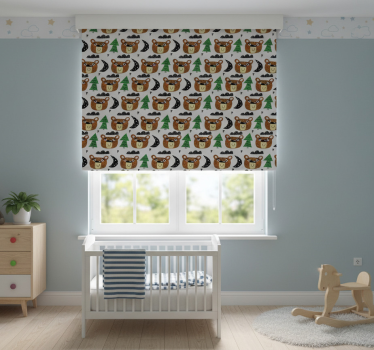 Rollo fenster kinderzimmer einfarbige bären und bäume - TenStickers