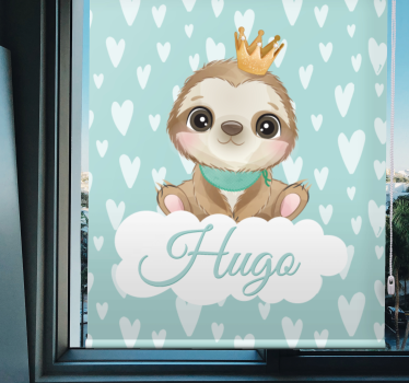 Rollo Fenster Kinderzimmer faultier mit krone und namen - TenStickers