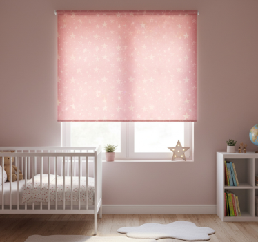 Rollo fenster kinderzimmer hellrosa sterne auf dunkelrosa - TenStickers