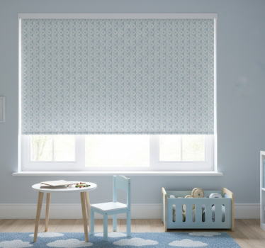 Rollo fenster kinderzimmer in blau-weißer rautenoptik - TenStickers