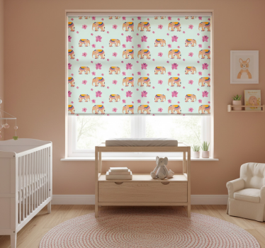 Rollo fenster kinderzimmer indische pfirsich-elefanten - TenStickers
