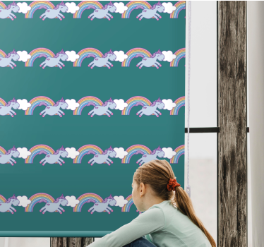 Rollo Fenster Kinderzimmer laufende einhörner und regenbögen - TenStickers