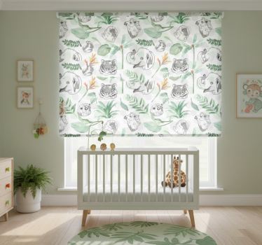 Rollo fenster kinderzimmer mit aquarelltieren und pflanzen - TenStickers