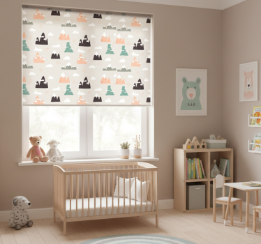 Rollo fenster kinderzimmer mit bergmuster - TenStickers
