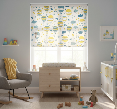 Rollo fenster kinderzimmer mit blauen und gelben ballons - TenStickers