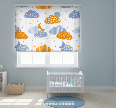 Rollo fenster kinderzimmer mit blauen und orange wolken - TenStickers
