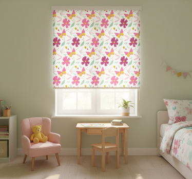 Rollo fenster kinderzimmer mit blumen und schmetterlingen - TenStickers