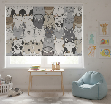 Rollo fenster kinderzimmer mit cartoon katzen - TenStickers
