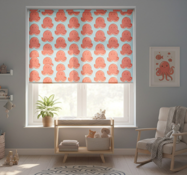 Rollo fenster kinderzimmer mit rotem krakenmuster - TenStickers