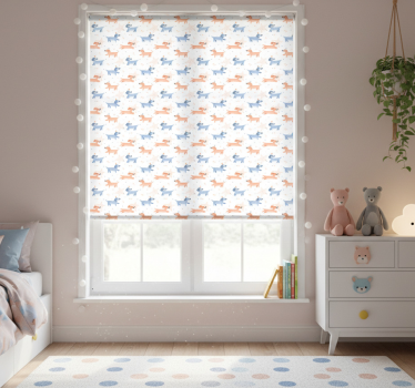 Rollo fenster kinderzimmer mit süßen hunden und krone - TenStickers