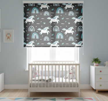 Rollo fenster kinderzimmer nahtloses dunkles pferdemuster - TenStickers